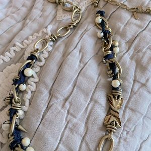 Stella&Dot Gold&Pearls with adorable bows necklace